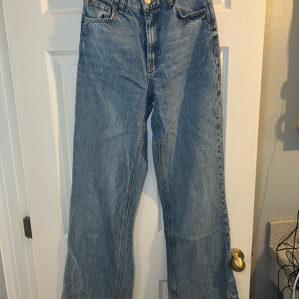 Zara Women's Flare & Wide Leg Jeans - Light Blue